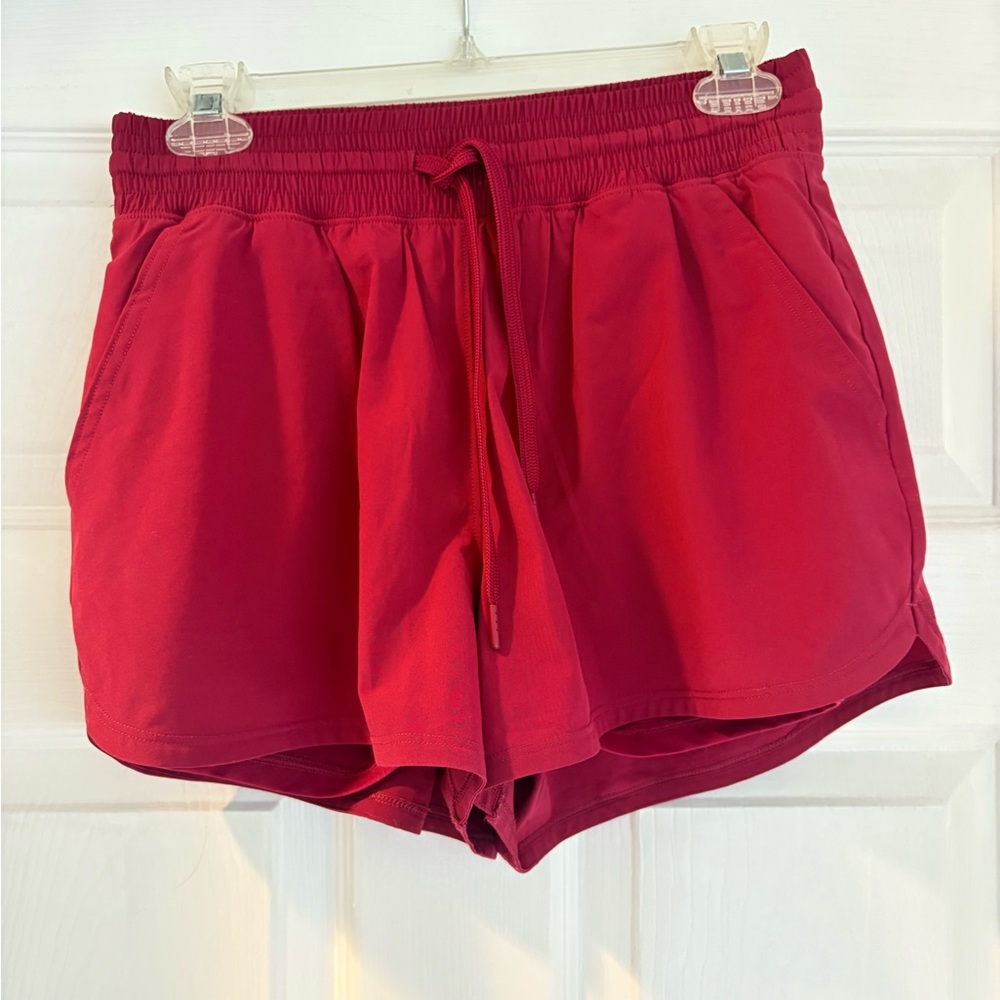 Women's Athletic Red Shorts with Drawstring